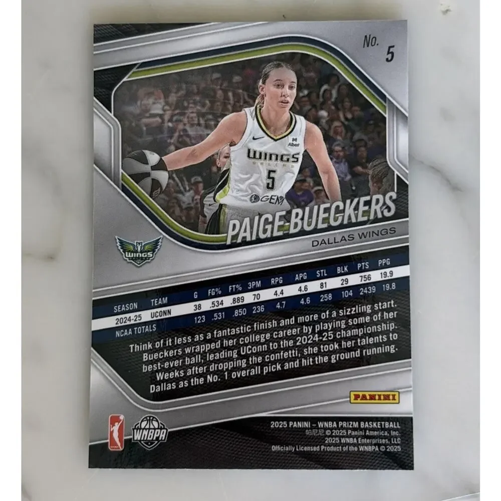 2025 Panini Prizm WNBA Paige Bueckers #5 Silver Base RC